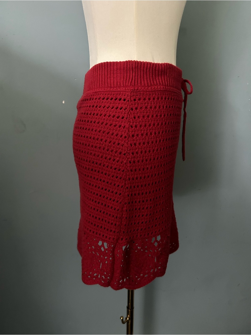 Universal Thread Red Crochet Drawstring Mini Skirt - Picture 4 of 5